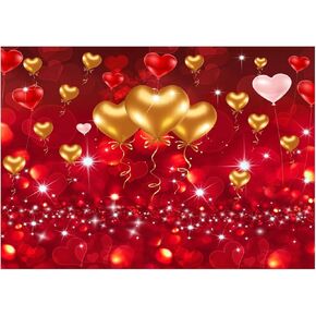 7X5FT Valentine's Day Backdrop Red Love Theme Party Photography Backdrop Love Heart Valentine's Mother's Day Party Backdrop Hearts Balloons Valentine's Day Theme Photography Backdrops DH-354