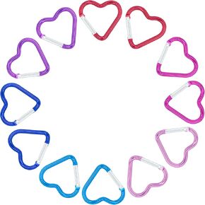 ABCOOL 12PCS Heart Star Triangle Shape Keychain Clips Mini Small Carabiner - Aluminum Durable Quick Release Auto Locking D-Shape Spring Loaded Clip for for Home Rv Camping Fishing Hiking Traveling