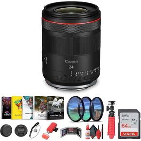 Canon RF 24mm f/1.4 L VCM Wide-Angle Lens RF (6907C002) + Sling Backpack + Photography Software + 64GB Memory Card + Lens Filter Kit + Tripod + Cleaning Kit + Lens Hood + More (Renewed)