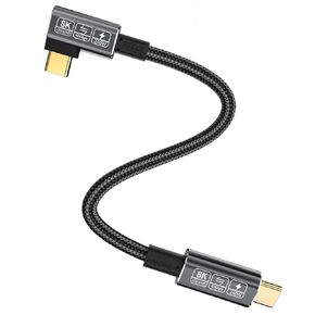 Short USB C Thunderbolt 4 Cable, 240W Right Angle Thunderbolt Cable 90 Degree with 40Gbps Data and 8K Video,Compatible with USB4, Thunderbolt 3 Cable and USB-C