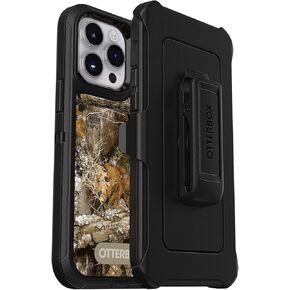 OtterBox iPhone 14 Pro Max (Only) Defender Series Case - Rugged & Durable - Includes Holster Clip Kickstand - Non-Retail Packaging - (Realtree Edge (Black/Realtree Edge Graphic))
