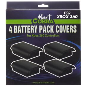 Mart Cobra Xbox 360 Controller Battery Pack Cover x4 - Xbox 360 Battery Pack Cover - Xbox 360 Battery Cover - 4 Pack of Black Xbox 360 Controller Battery Covers - Xbox 360 Controller Battery Shells