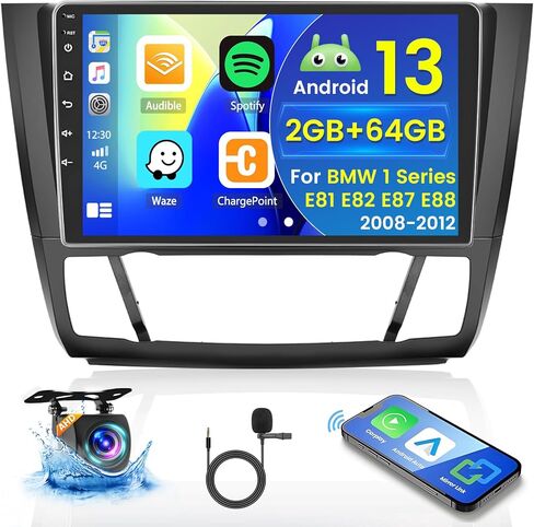 Hikity for BMW 1 Series E81 E82 E87 E88 2008-2012 Android Car Stereo Radio Carplay Android Auto ، 2+64g 9 inch touchscreen Radio WiFi GPS Navigation Bluetooth FM RDS EQ Mirror Link in Kuwait