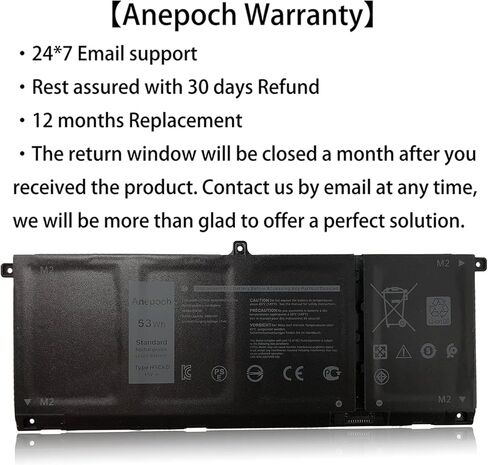 H5CKD PLAPTOP BATTERY استبدال Dell Vostro 5300 5401 5501 Latitude 3410 3510 لـ Inspiron 5300 5401 5408 5501 5508 5400 7405 7300 7500 2-in-1 Silver 07T8CD in Kuwait