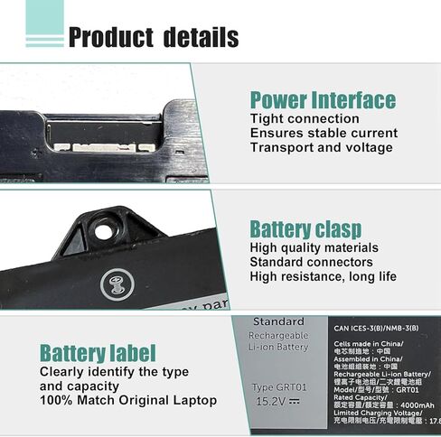 GRT01 بطارية ل Dell Latitude 5421 5521 بطارية Latitude 5431 5531 Precision 3561 3571 3581 3470 Series Labtop 00p3tj 0P3TJ 0R05P0 R05P0 05RGW in Kuwait