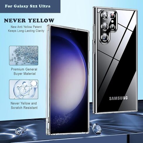 علبة واضحة مصممة ل Samsung Galaxy S22 Ultra - Camera Camera ، تصميم أنيق وضوء ، حالة وقائية ، غطاء مقاوم للصدمات ، TPU متين وبناء البولي كربونات in Saudi Arabia