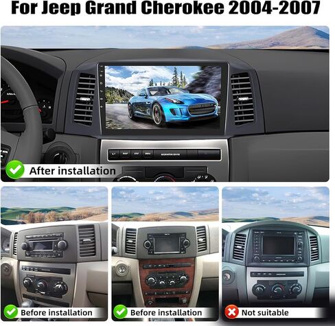 Camecho 2G+64G Android 13 Car Radio Stereo لجيب Grand Cherokee 2004 2005 2006 2007 مع Carplay Wireless Android Auto 10 "شاشة تعمل باللمس مع GPS Bluetooth WiFi FM AHD Camera in Kuwait