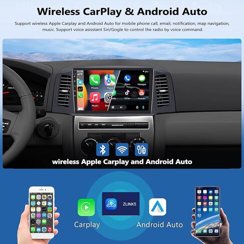 Camecho 2G+64G Android 13 Car Radio Stereo لجيب Grand Cherokee 2004 2005 2006 2007 مع Carplay Wireless Android Auto 10 "شاشة تعمل باللمس مع GPS Bluetooth WiFi FM AHD Camera in Kuwait