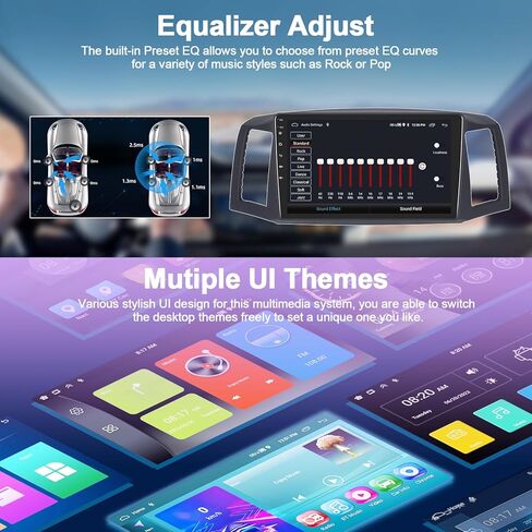 Camecho 2G+64G Android 13 Car Radio Stereo لجيب Grand Cherokee 2004 2005 2006 2007 مع Carplay Wireless Android Auto 10 "شاشة تعمل باللمس مع GPS Bluetooth WiFi FM AHD Camera in Kuwait