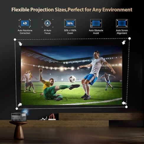 [Auto Focus & Auto Keystone] Flickerpro H88 4K Projector و WiFi6 و BT5 و Smart Android و 700 ANSI و 3D Movie Projector و Support Outdoor Projector Support USB/HDMI/PC/TV/Game Console للأفلام ومقاطع الفيديو in Saudi Arabia