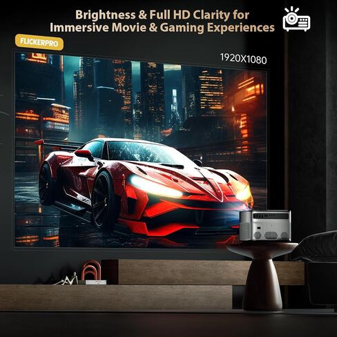 [Auto Focus & Auto Keystone] Flickerpro H88 4K Projector و WiFi6 و BT5 و Smart Android و 700 ANSI و 3D Movie Projector و Support Outdoor Projector Support USB/HDMI/PC/TV/Game Console للأفلام ومقاطع الفيديو in Saudi Arabia