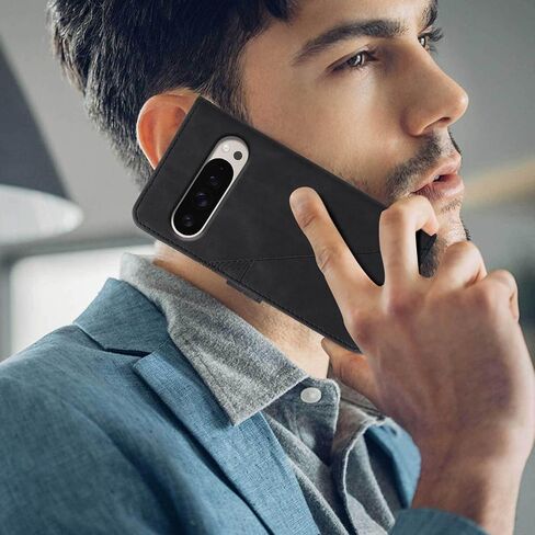 للحصول على محفظة Pixel 9 Pro XL Case ، Slots Slots Slots Slots Slots Slots ، قفص حالات الوجه الواقية للهاتف الجلدي (أسود) in Kuwait