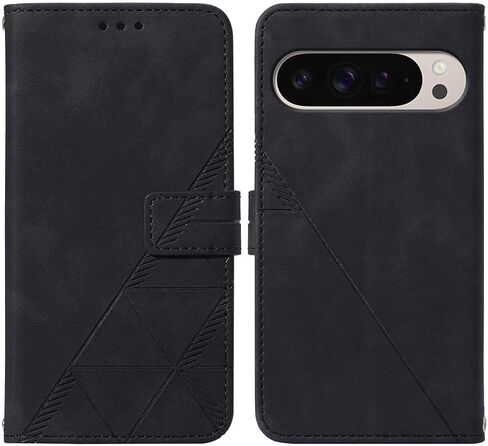 للحصول على محفظة Pixel 9 Pro XL Case ، Slots Slots Slots Slots Slots Slots ، قفص حالات الوجه الواقية للهاتف الجلدي (أسود) in Kuwait