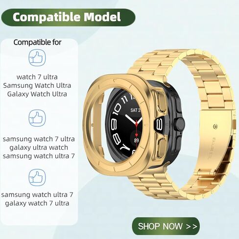 Stainless Steel Watch Band for Samsung Galaxy Watch Ultra 47mm Band with TPU Case, Compatible for Galaxy Watch 7 Ultra Sports Wristband Replacement Straps in Kuwait