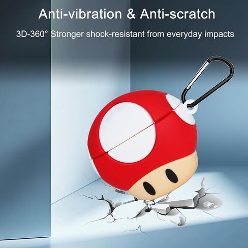 Cute Mushroom Case for AirPods Pro 2 Case Cover - 5 in 1 Kit 3D Anime Funny Cartoon Protective Silicone Case for AirPods Pro 2nd/1st Generation Case with Cleaner Pen & Wrist Strap - Red Mushroom Heads in Saudi Arabia