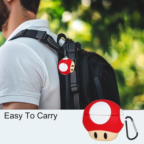 Cute Mushroom Case for AirPods Pro 2 Case Cover - 5 in 1 Kit 3D Anime Funny Cartoon Protective Silicone Case for AirPods Pro 2nd/1st Generation Case with Cleaner Pen & Wrist Strap - Red Mushroom Heads in Saudi Arabia