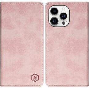 Compatible with iPhone 14 Pro Max Wallet Case with RFID Blocking Card Slots Closure Protective PU Leather Stand Phone Cover for iPhone 14 Pro Max Case Wallet(6.7 inch-Pink)