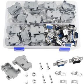 WMYCONGCONG 30 PCS Solder Connector 9 Pin Male and Female D-Sub Solder Type Connector with Plastic Cover Housing