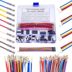 XH2.54 to Dupont2.54 JST Connector Dupont Connector Kit and Pre-Crimped 22AWG Cable,Compatible with JST-XH 2.54mm & Dupont 2.54mm 1/2/3/4/5/6/7/8/9/10Pin Housing 16cm Wire (XH-to-Dupont)