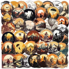 50pcs Outdoor Stickers Set, Adventure Stickers for Journaling, Scrapbooking, Laptop, Laptop, Car, Planner, Craft Projects, PET Transparent Vintage Decals