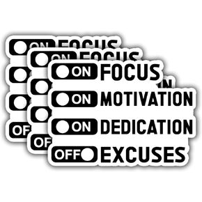 (3Pcs) ON Focus ON Motivation ON DEDICATION of Excuses Sticker, Funny Vinyl Stickers Decorate for Water Bottles, Books, Laptops, Phones, Tumblers, Size 3 x 2.2 Inch
