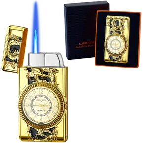 Torch Lighter, Jet Flame Butane Lighters,Relief Embossed Dragon Design Refillable Gas Lighter,Adjustable Windproof Flame Lighter for Indoor,Outdoor,Gifts Family Use(Without Butane) (Eagle)