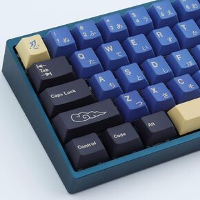 Hyekit PBT Keycaps 119 Keys Blue Samurai Keycaps Dye-Sublimation Ninja PBT Keycap Set Cherry Profile Custom Keycaps for Cherry Gateron MX Switches Mechanical Keyboards US Layout