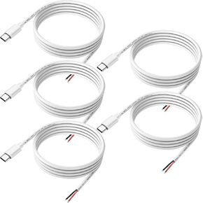 MEIRIYFA USB Type-C Pigtail Power Cable Cord Type C Male 2 Pin Bare Wire Open End Extension Cable Connector 20AWG 5V/5A for USB C Equipment Installed or Replacement Repair DIY-5PCS 3.2FT