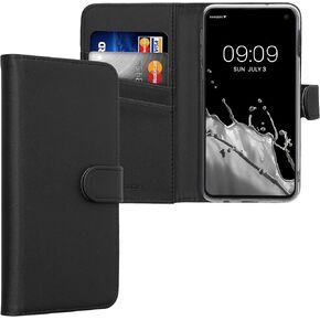 kwmobile Case Compatible with Samsung Galaxy S10e - Wallet Case PU Leather Phone Cover with Card Holder Slots - Black
