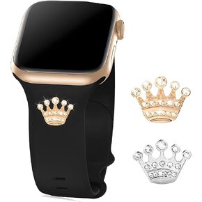 Watch Band Charms Set, Decorative Metal Nails Studs Charms Compatible with Silicone Apple Watch Band 38 40 41 42 44 45 46 49mm, Chic Bling Wristband Accessories for Samsung, iWatch Series Ultra 10 9 8 7 6 5 4 3 2 1(No Band)