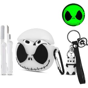 Compatible with Apple AirPods 3rd Generation Case Cover with Cleaner Kit and Cute Panda Keychain, Glow in The Dark Airpods 3 Case 3D Funny Anime Cool Soft Silicone Protective Skin Case for Airpods 3