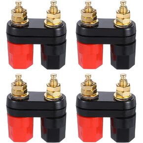 4 Pcs Banana Plugs Jack Female Speaker Binding Posts Speaker Terminal Banana Plugs Female Socket Gold Plated Terminal Binding Post Dual 4mm Banana Plugs Connector for Speaker Amplifier Terminal