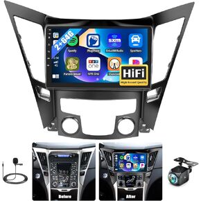 [2+64G] Android 13 Car Stereo for Hyundai Sonata 2010-2015 with Wireless Carplay&Android Auto,9 Inch Touch Screen Car Radio with GPS WiFi Bluetooth FM/RDS Radio SWC AUX-in+AHD Backup Camera
