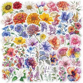 50Pcs Flower Stickers, Vinyl Waterproof Stickers for Laptop, Skateboard, Water Bottles, Computer, Phone, Cute Flower Stickers for Kids Teens Adult