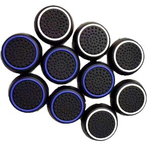 10 PCS Controller Thumbstick Caps Cover Replacement Silicone Touch Controller Rocker Cover for PS3 / PS4 / PS5 (Black with White +Black with Purple)