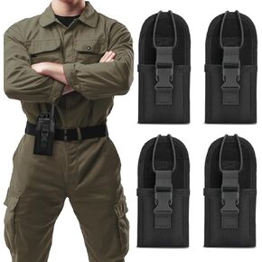 4 Pack Radio Holster for Duty Belt, Universal Radio Pouch, Multi Tactical Police Holder for Kenwood Motorola Baofeng Two Way Walkie Talkies
