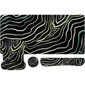 MOSISO Desk Pad Mat Keyboard Mouse Pad Set,Large Gaming Mouse Pad&Keyboard Wrist Rest&Mouse Pad with Wrist Rest&Coaster,Ergonomic Home Office Non-Slip Mousepad with Memory Foam, Colorful Zebra Stripes