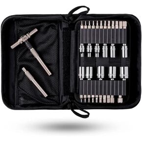 FIX IT STICKS All Purpose Driver Tool Kit with 2 All-in-One Torque Drivers - Portable Multi-Functional Gun Maintenance Tool Set with Soft Carrying Case & Ratcheting T-Way Wrench With Locking Hex Drive