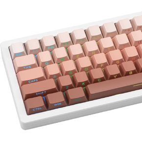 136 Keys Cherry Profile Shine Through PBT Keycaps Set, Pink Gradient Keycaps Side Print, Double Shot PBT Keycaps Cute, Backlit Custom White Keycaps for ANSI/ISO Layout Mechanical Keyboard