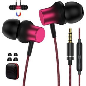 Wired Earbuds for iPod Laptops Computer,3.5mm Plug in Noise Cancelling Headphones with Microphone Volume Control Nylon Corded Wired Earphones for iPhone,iPad,Nintendo Switch,Mac Mini M4,Mp3 for Women