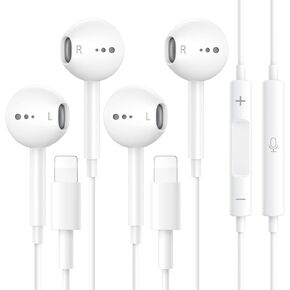 2 Pack Earbuds Wired Headphones for iPhone in-Ear Bass Stereo with Microphone & Volume Control Headsets Earphones,Compatible with 14/13/12/11/XR/XS/X/8/7/SE/Pro/Max,Support All iOS System