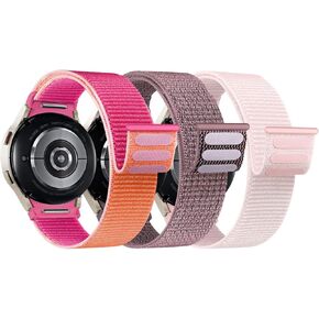 3 Pack Bands Compatible with Samsung Galaxy Watch 7 6 5 4 FE Band 40mm 44mm/Galaxy Watch 6 4 Classic Bands 47mm 43mm 42mm 46mm/Galaxy Watch 5 Pro Band, One Click No Gap Nylon Band Women Men