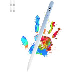 الأقلام اللوحي للشاشة التي تعمل باللمس ، قلم قلم iPad iPad القابل لإعادة شحنه مع 4 نصائح POM PEN MAGNECT MAGNECTION لأجهزة iPad/Pro/AIR/MINI/iPhone/Samsung/Huawei/Lenovo/iOS/Android وأجهزة الهواتف الذكية الأخرى - الأزرق
