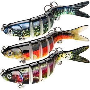 3PCS Fishing Lures Bass, Multi-Jointed Bass Fishing Lures and 2 Crank Baits for Bass Fishing, Slow Sinking Bass Lures, Top Water Freshwater and Saltwater Fishing Lures, Perfect Fishing Gifts for Men