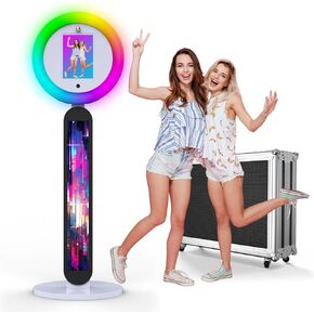 Photo Booth Machine with App Remote Control & RGB Ring Lighting, Compatible with Various iPad & Tablet Sizes 9.7in 10.2in 10.9in 12.9in for Memorable Events (B1)