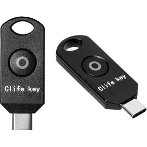 Clife Key, PCU-1CP1, Physical Security Key for Online Accounts, FIDO Certified, FIDO2, FIDO Security Key, Fido2key, USB-C Interface, 2-Pack