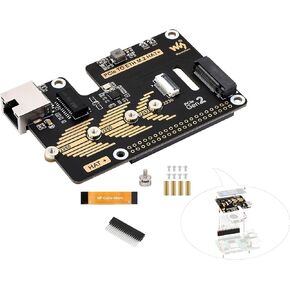 PCIe to Gigabit Ethernet and M.2 Adapter HAT Compatible with Raspberry Pi 5, Pi 5 NVMe HAT Support 2280/2260/2242/2230 NVMe M.2 SSD, 5Gbps Data Rate, High-Speed Reading/Writing, No Driver Needed