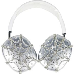 Bling Case Cover for AirPods Max,TPU Clear Case,Dazzling Spider Web with Diamonds Earcup Cover,Cute Sparkling Accessories Protector for AirPods Max for Women（Spider Web,Clear