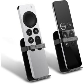 2-Pack TV Remote Holder Compatible with Apple Siri Remote (3rd Gen.) and Apple TV Remote 3rd Gen., 4K Remote 3rd Gen., Anti-Lost Wall Mount Shelf, Black