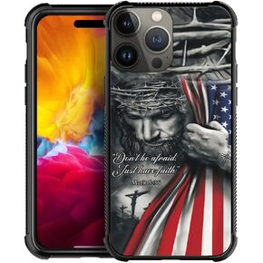 DAIZAG Case Compatible with for iPhone 15,Christian Jesus God Bless American Flag Phone Case Shockproof Soft Phone Case Cover for Boy Men Gift Case for iPhone 15